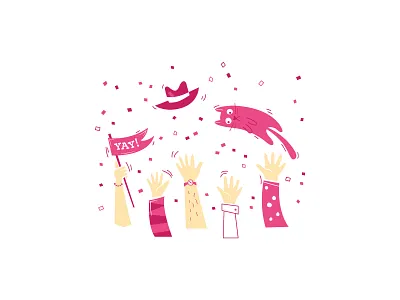 & the Crowd Goes Wild cat confetti congratulations crowd hooray illustration yay