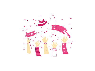 & the Crowd Goes Wild cat confetti congratulations crowd hooray illustration yay