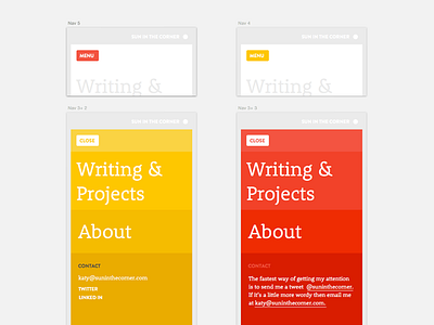 Suninthecorner Mobile Nav menu navigation responsive sketch