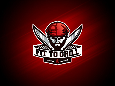 Fit To Grill barbecue design grill knife logo mascot vector