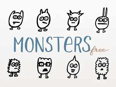 Monster Doodles characters cute drawing hand drawn illustration illustrator monsters vector