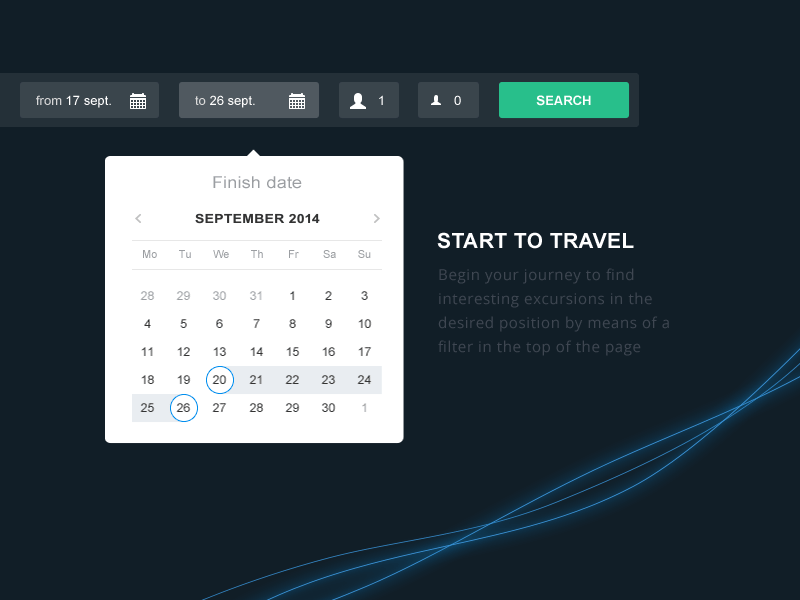 Calendar animation bar calendar gif members popup redesign search travel ui web