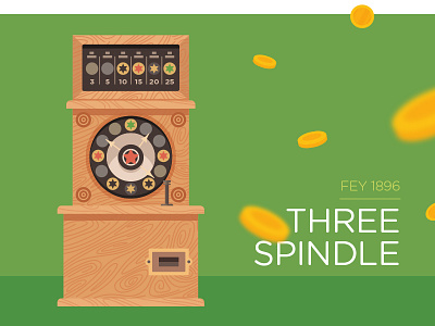 Three Spindle flat illustration slot machine