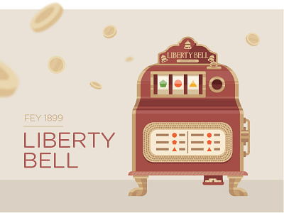 Liberty Bell flat illustration slot machine