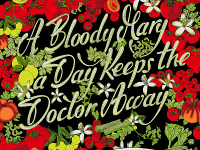 Bloody Maria cocktail illustration lettering limited edition posterdesign surface pattern design tomatoes type typography vodka