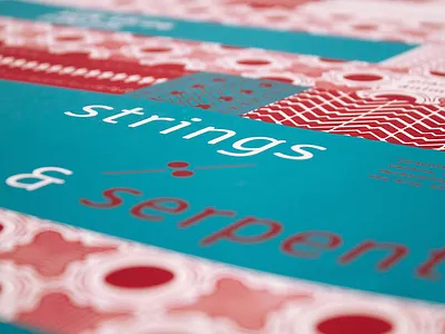 Strings & Serpents — REDCAT animation blue calarts koto music patterns piano poster red redcat screenprint snake