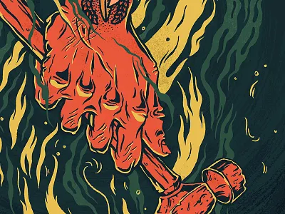 Hot Hands fire hammer hand illustration smoke