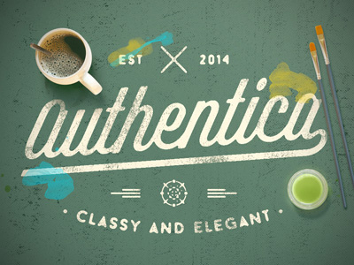 Authentica badge brush casual cursive hipster modern painting retro script sign vintage
