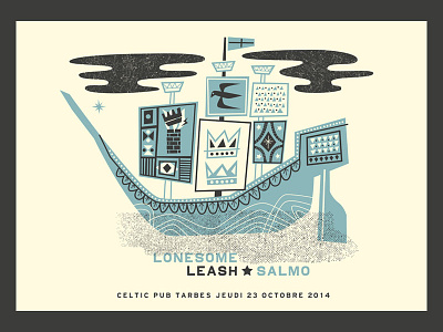 Lonesome Leash / Salmo gig gigposter illustration music poster ship tarbes tempest