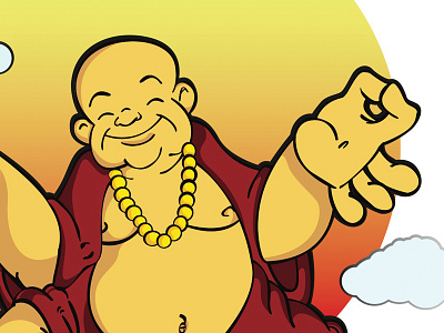 Buddha cartoon character illustration vector