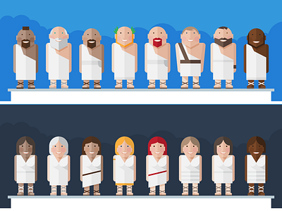 Z17 ancient greece character design flat greeks illustration socrates