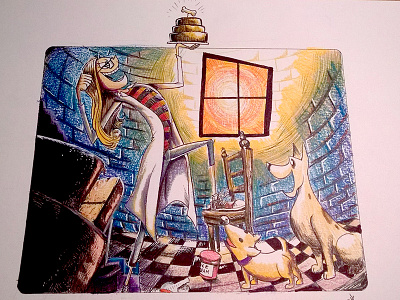 For Science! childrens illustration color pencils dogs illustration tim burton whimsical