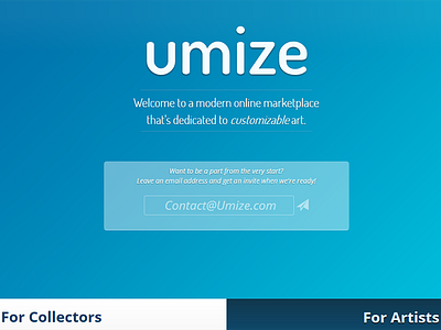 Umize.com Landing / Lead Collection art landing lead capture signup umize