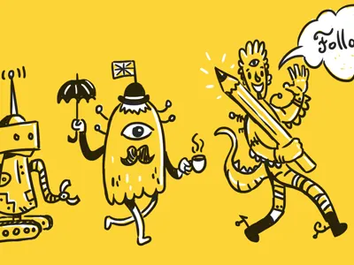 Promo illustration for HELOHOLO.COM blog character doodle draw hand drawn illustration monsters sketch