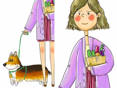 Agnes and Earl dog drawing girl illustration pet woman