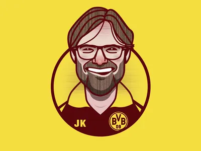 Jurgen Klopp illustration borussia dortmund bvb character germany illustration jurgen klopp manager vector