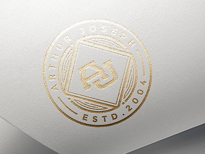 AJ Logo Mockup gold letterpress logo mock up paper