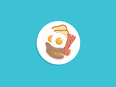 Breakfast Plate bacon breakfast egg flat food illustration minimal plate toast vector