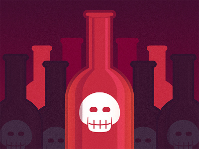 Bottle of death bottle illustration illustrator minimalistic red skull vector