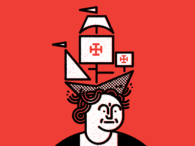 Columbus christopher columbus design hair illustration justin tran ocean santa maria screen print sea ship silkscreen