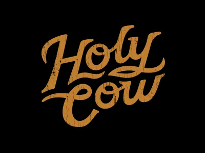 Holy Cow Secondary Logo bbq branding design food graphic design identity logo. lettering restaurant