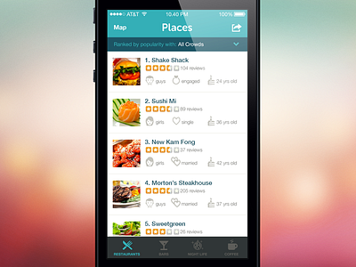 Places: List app food iphone list list view places restaurants