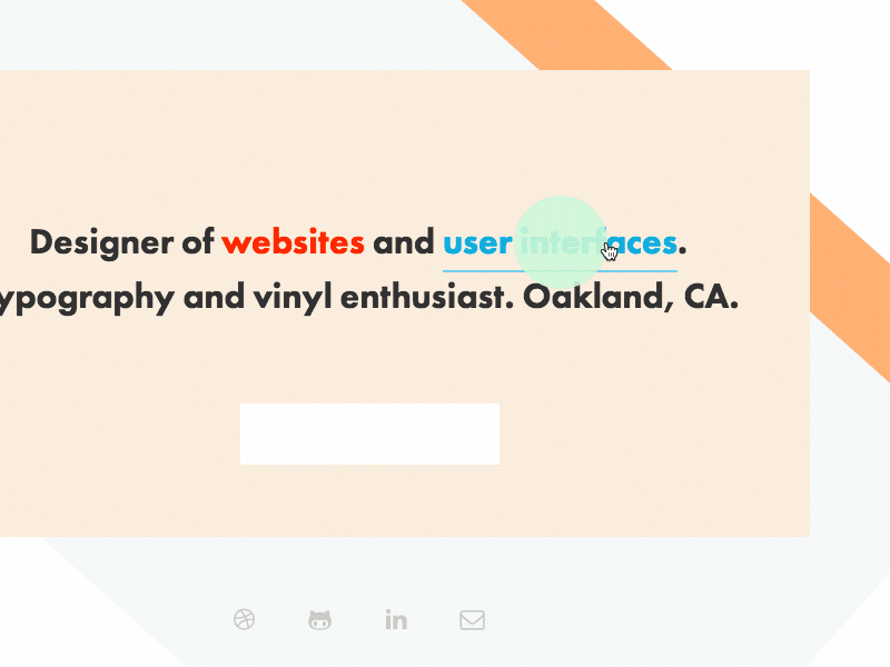 Landing page [gif] animated animation effects futura gif oakland personal portfolio ui website