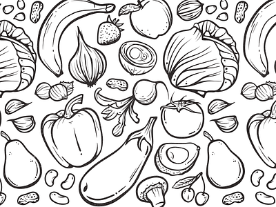 Veggie Pattern [ WIP ] brush fruits pattern repeat stroke vector vegetables