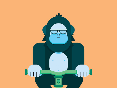 Cycling Ape 2d bike character color design drawing graphic illustration illustrator monkey vector