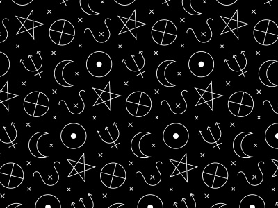 Bewitching moon occult pattern pentagram star thin lines witch witchcraft