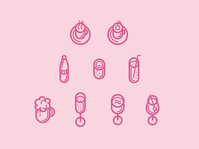 Icons Drink beer bottle can champagne coffee coke icons martini tea water