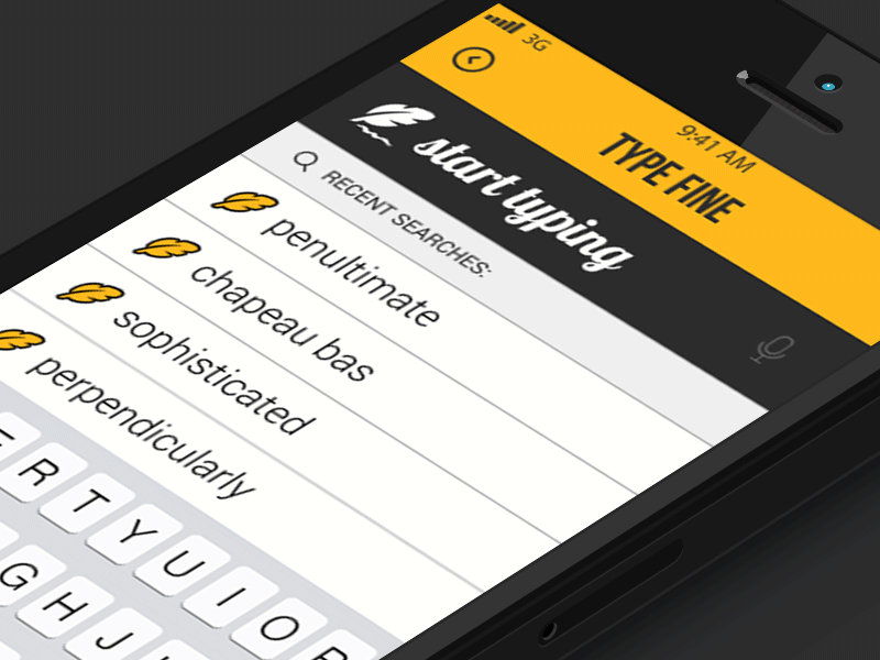 Additional interactions for Type Fine app. app design fine interaction interface ios iphone search type ui ux words