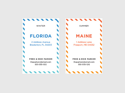 Florida, Maine business cards calling cards