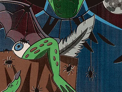 Witches' Brew bat wing eyeball feather halloween spiders witch