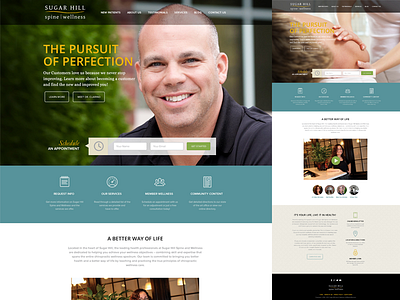 Sugar Hill Spine & Wellness chiropractic home homepage icons landing page layout mockup ui ux web website