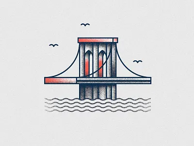 Brooklyn bridge brooklyn grain icon illustration new york ny usa vector
