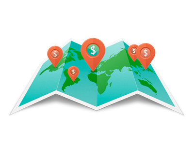 Money Map icon illustration map money pin world