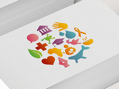 How's my fundraising africa business cards charity dove frog heart icon leaf logo mark pen whale