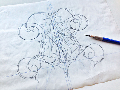 PMA Monogram hand lettering handlettering lettering monogram pma symmetry typography victorian wip work in progress