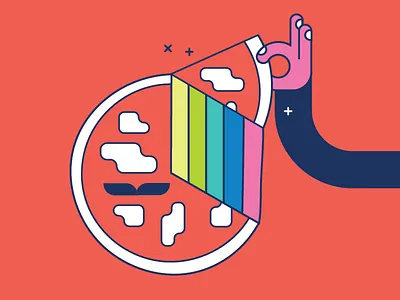 Rainbow pizza flat food gourmet illustration italy magic pizza rainbow slice