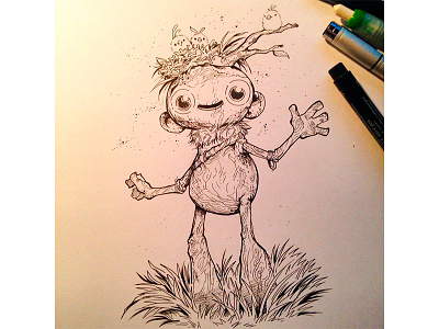 Inktober 04 art bird character happy ink inktober pencil redisoj sketch tree