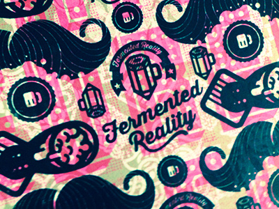 Biz Card Printing: Pink beer business card design layers screen printing