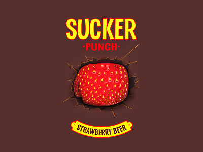 Suckerpunch 2d 3d beer beer laberl illustration strawberry strawberry beer