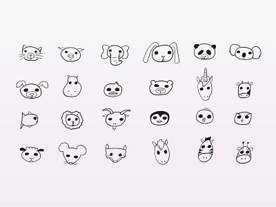 Doodled Vector Animals animals cat dog doodle drawing hand drawn icon pig rabbit sketch unicorn vector