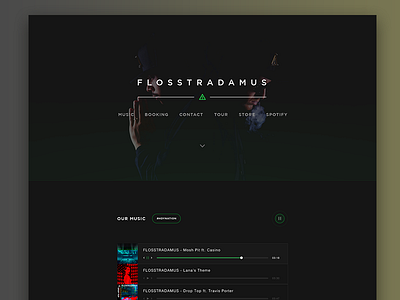 Flosstradamus Website black colour dark design flat flosstradamus harvey lorimer spotify ui website