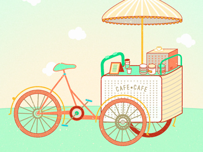 Coffee bike bike brand bright clouds coffee illustration mobile vector