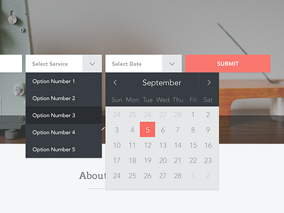 Menu blue date dropdown flat menu nav red schedule simple time ui white