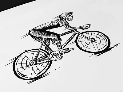 Skull Fixie art etching illustration nyc sketch