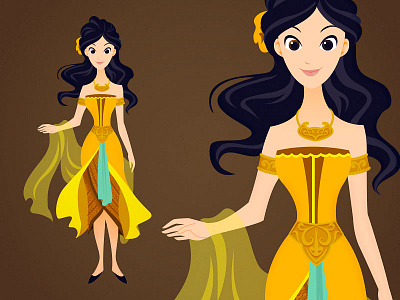 Princess cartoon character concept art ethnic girl illustration indonesia java kidlitart princess story vector