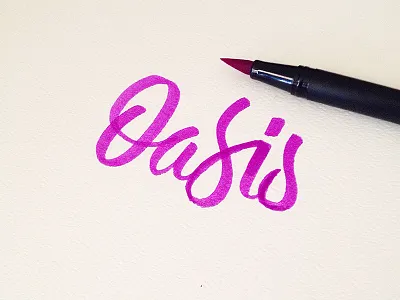 Oasis brush calligraphy hand lettering in a brush lettering logo logotype script type typography